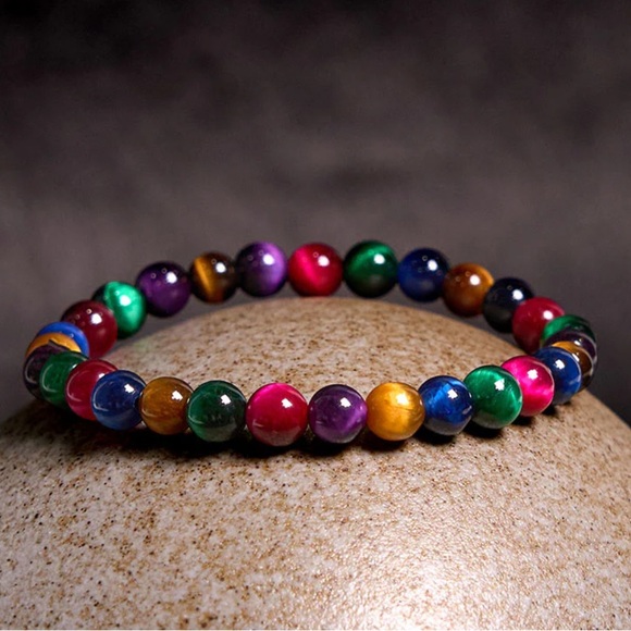 🆕New Multi Color Tiger Eye Crystal Gemstone 8mm Healing Bracelet - Picture 1 of 3